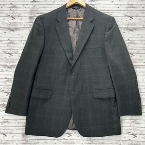 Jos. A Bank Men's 100% Wool 2-Button Blazer Jacket Plaid Gray Size 42R READ